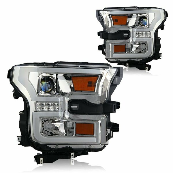 Winjet Projector Drl Head Light - Chrome/Clear CHWJ-0427-C